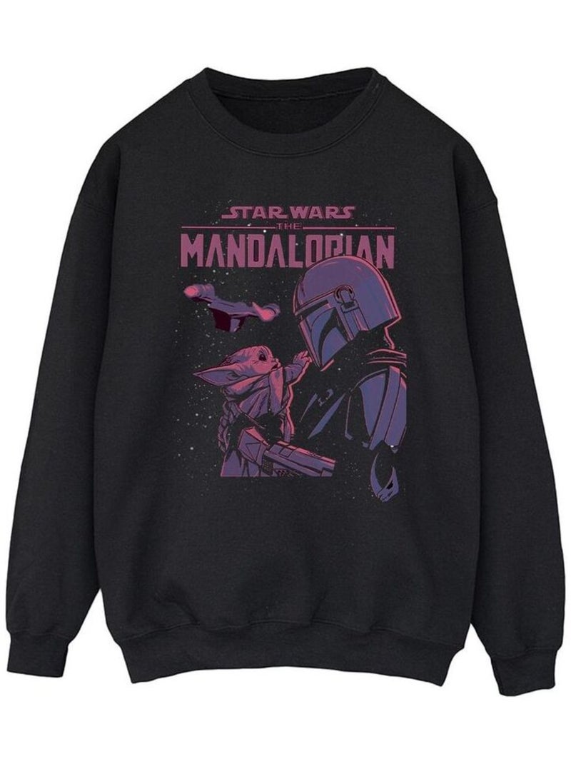 Star Wars - Sweat THE MANDALORIAN HELLO FRIEND Noir - Kiabi