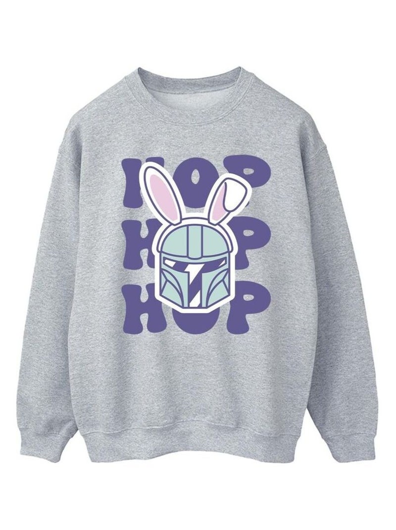 Star Wars - Sweat THE MANDALORIAN HOP INTO EASTER Gris chiné - Kiabi