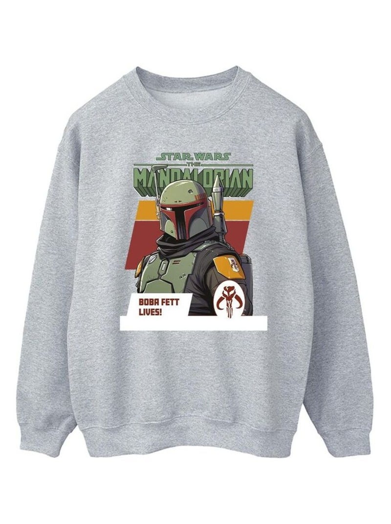 Star Wars - Sweat THE MANDALORIAN LIVES Gris chiné - Kiabi