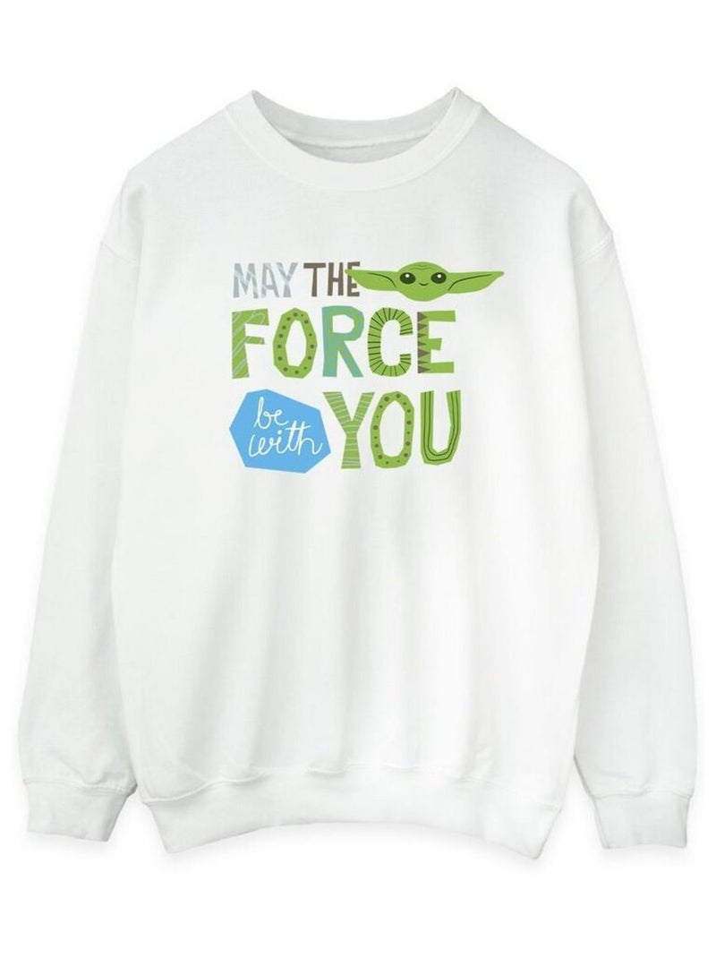 Star Wars - Sweat THE MANDALORIAN MAY THE FORCE BE WITH YOU Blanc - Kiabi