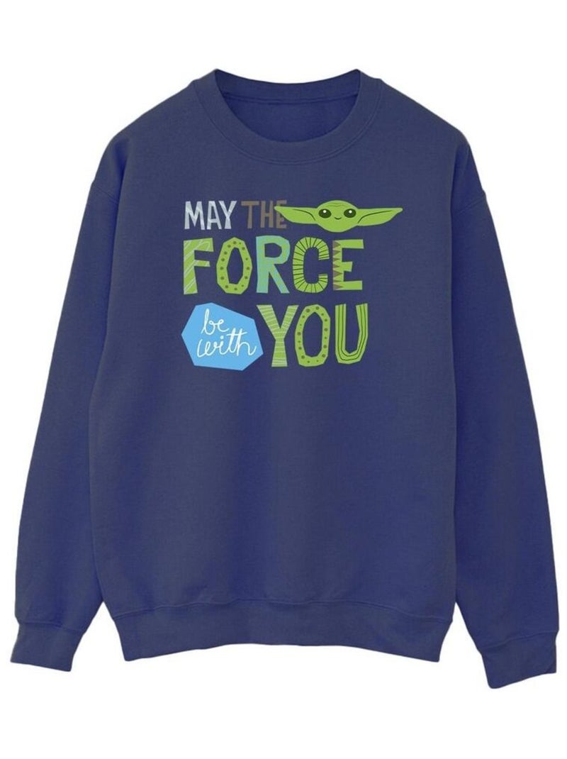Star Wars - Sweat THE MANDALORIAN MAY THE FORCE BE WITH YOU Bleu marine - Kiabi