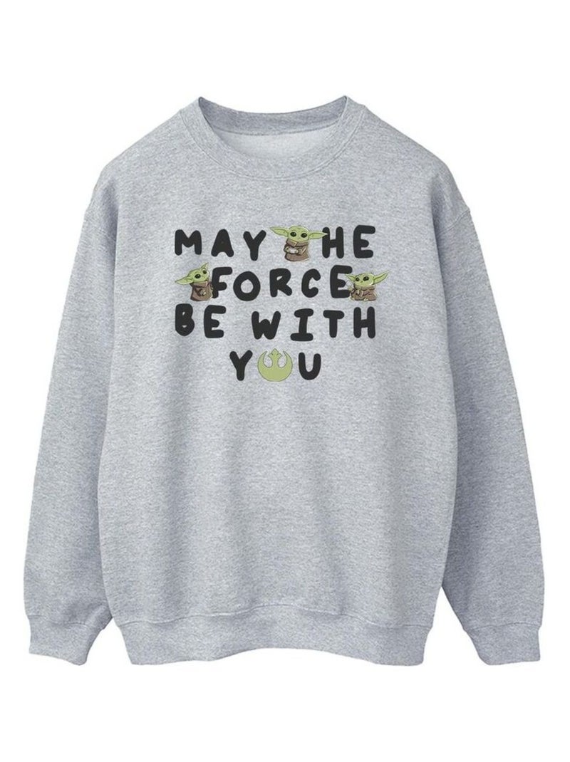 Star Wars - Sweat THE MANDALORIAN MAY THE FORCE BE WITH YOU Gris chiné - Kiabi