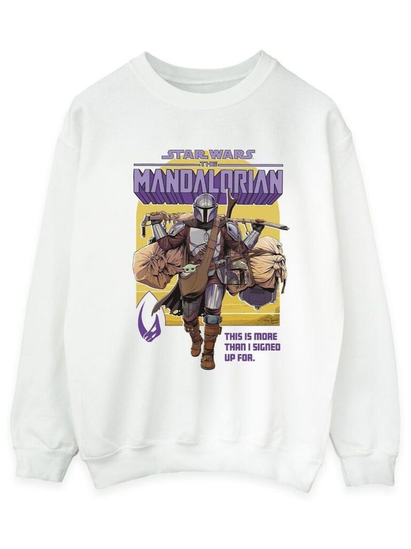 Star Wars - Sweat THE MANDALORIAN MORE THAN SIGNED UP FOR Blanc - Kiabi