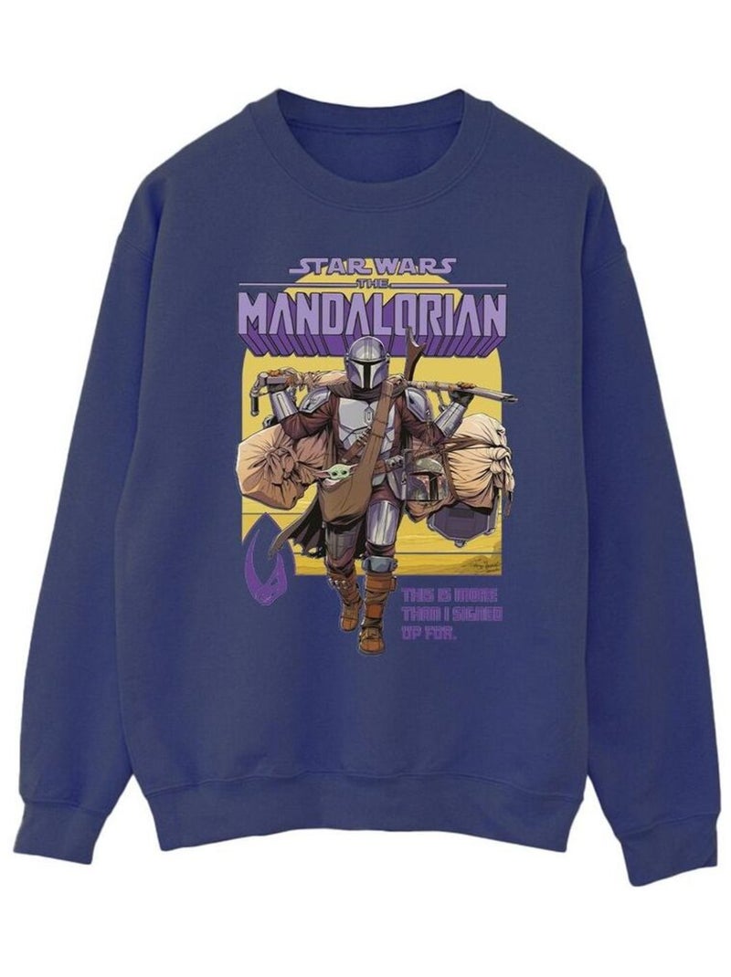 Star Wars - Sweat THE MANDALORIAN MORE THAN SIGNED UP FOR Bleu marine - Kiabi