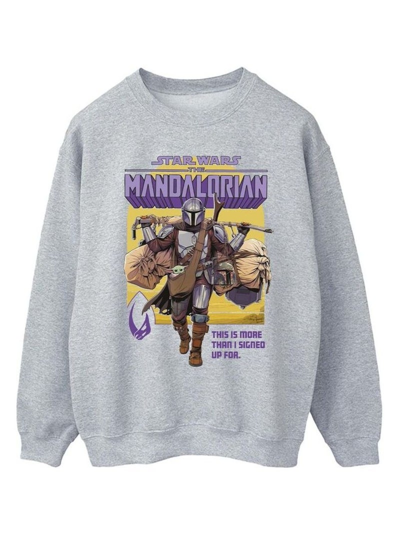 Star Wars - Sweat THE MANDALORIAN MORE THAN SIGNED UP FOR Gris chiné - Kiabi