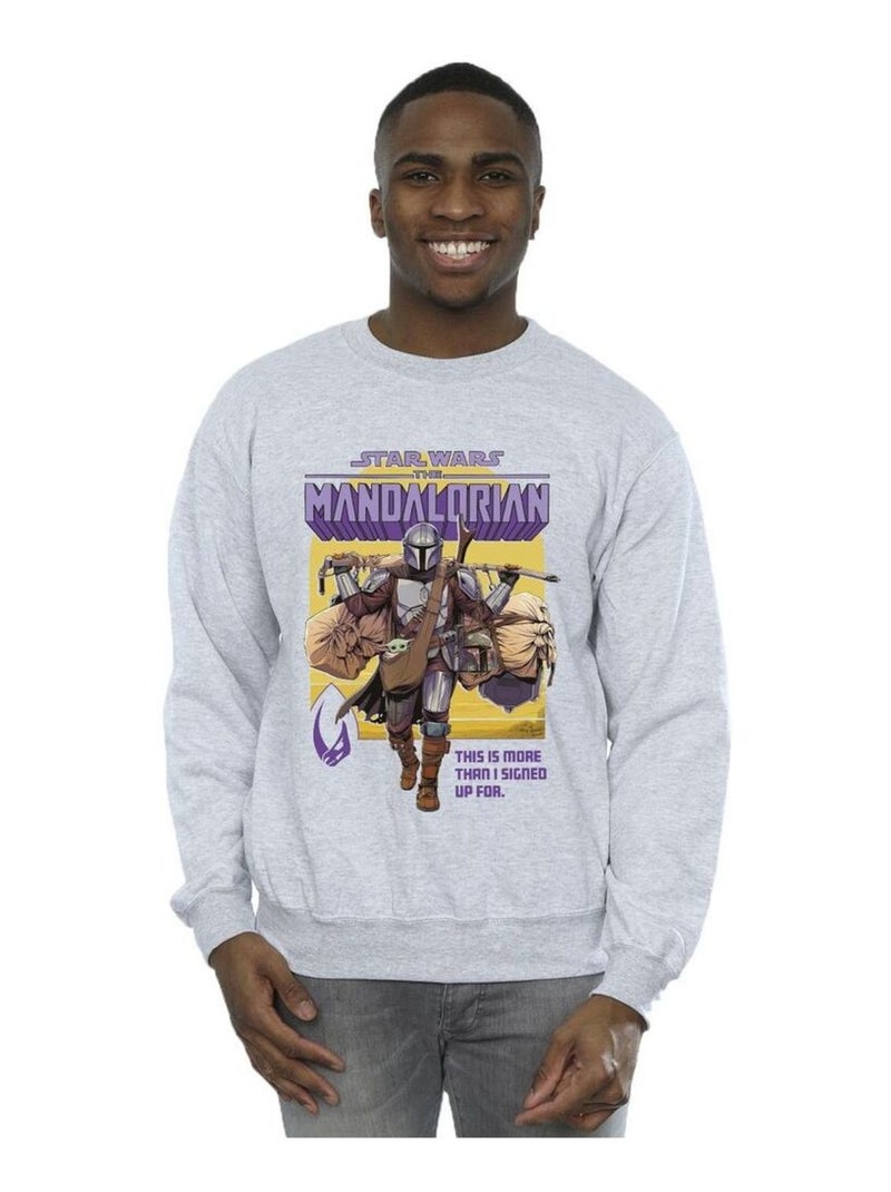 Star Wars - Sweat THE MANDALORIAN MORE THAN SIGNED UP FOR Gris chiné - Kiabi