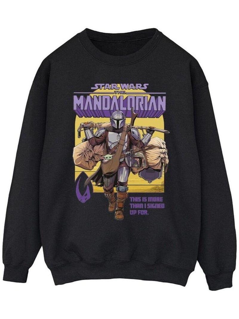 Star Wars - Sweat THE MANDALORIAN MORE THAN SIGNED UP FOR Noir - Kiabi