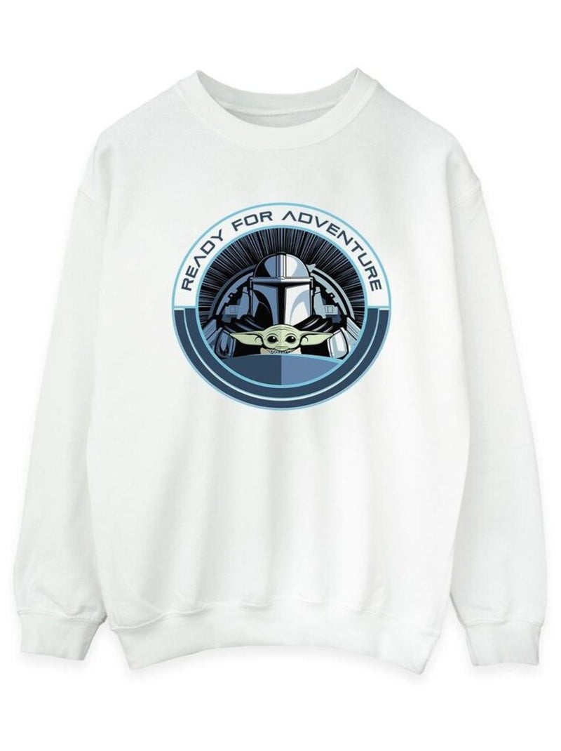 Star Wars - Sweat THE MANDALORIAN READY FOR ADVENTURE Blanc - Kiabi