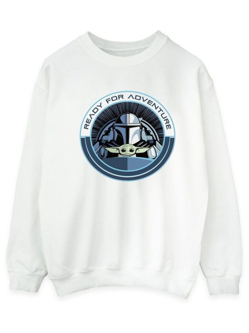 Star Wars - Sweat THE MANDALORIAN READY FOR ADVENTURE Blanc - Kiabi