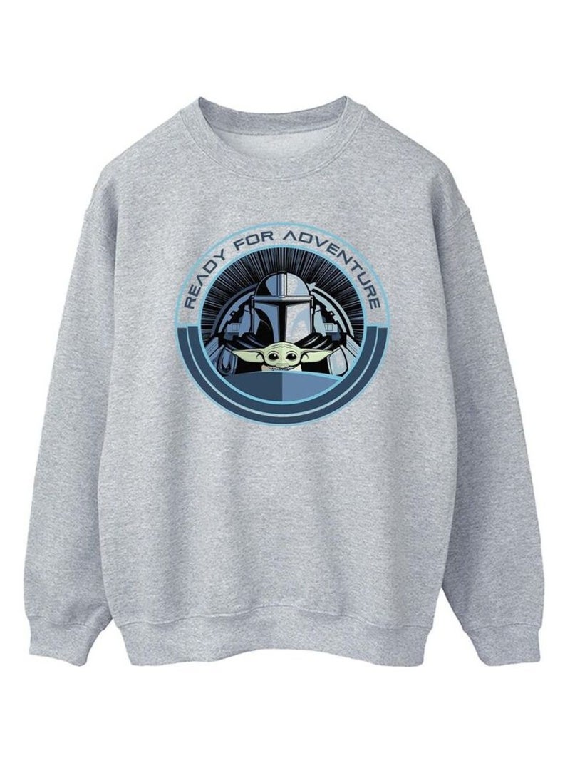 Star Wars - Sweat THE MANDALORIAN READY FOR ADVENTURE Gris chiné - Kiabi