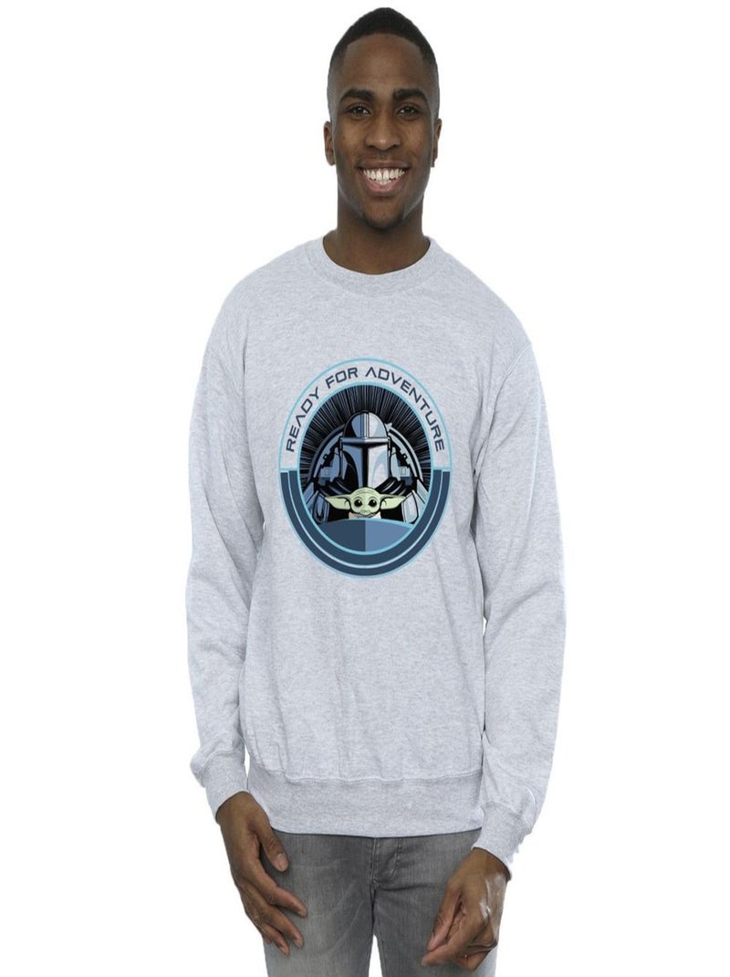 Star Wars - Sweat THE MANDALORIAN READY FOR ADVENTURE Gris chiné - Kiabi