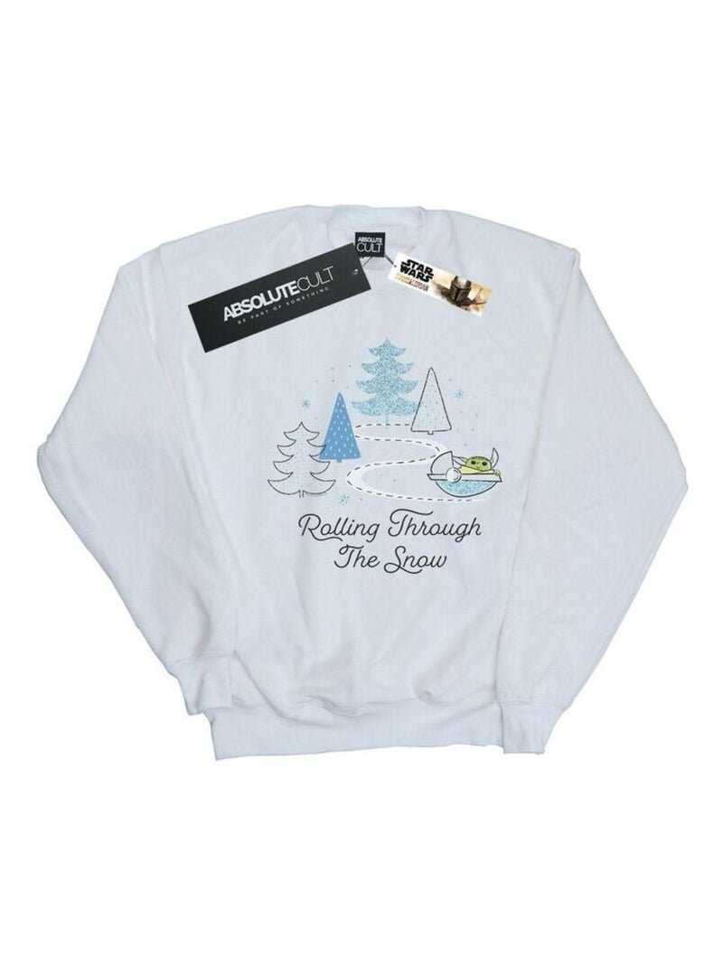 Star Wars - Sweat THE MANDALORIAN ROLLING THROUGH THE SNOW Blanc - Kiabi