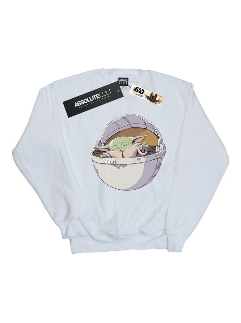 Star Wars - Sweat THE MANDALORIAN SLEEPING CHILD Blanc - Kiabi
