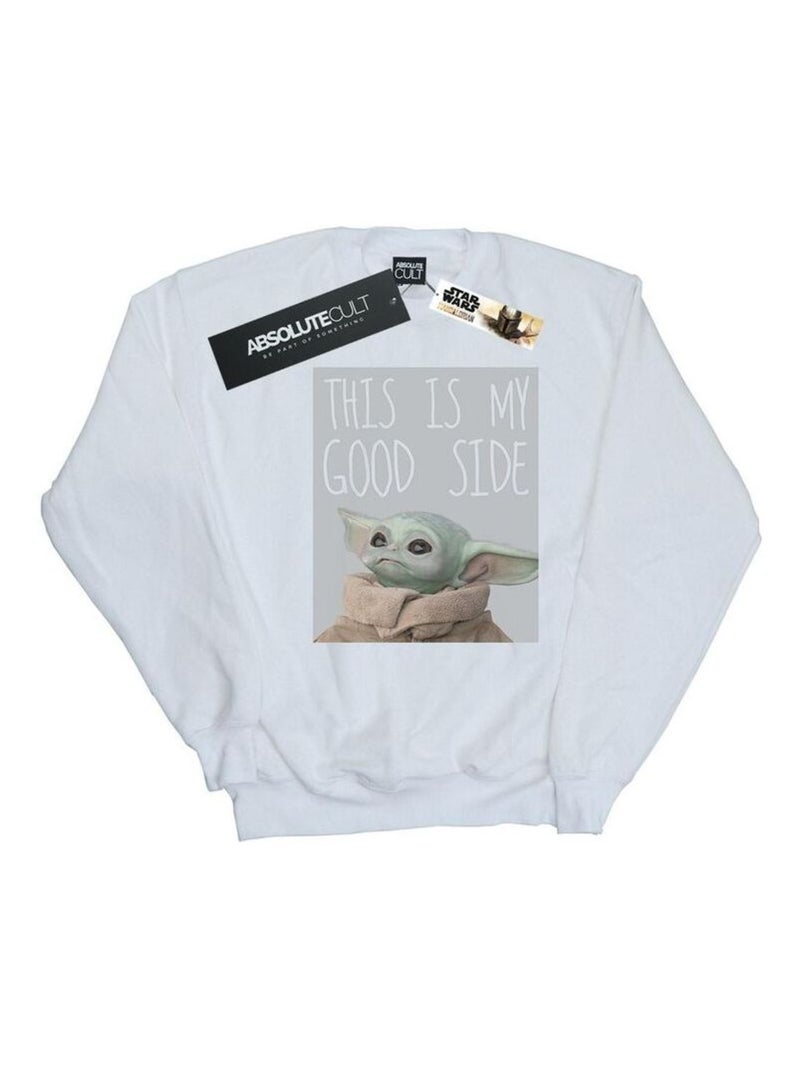 Star Wars - Sweat THE MANDALORIAN THE CHILD GOOD SIDE Blanc - Kiabi