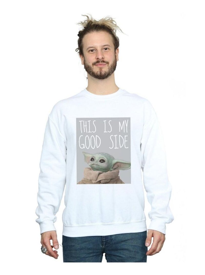 Star Wars - Sweat THE MANDALORIAN THE CHILD GOOD SIDE Blanc - Kiabi
