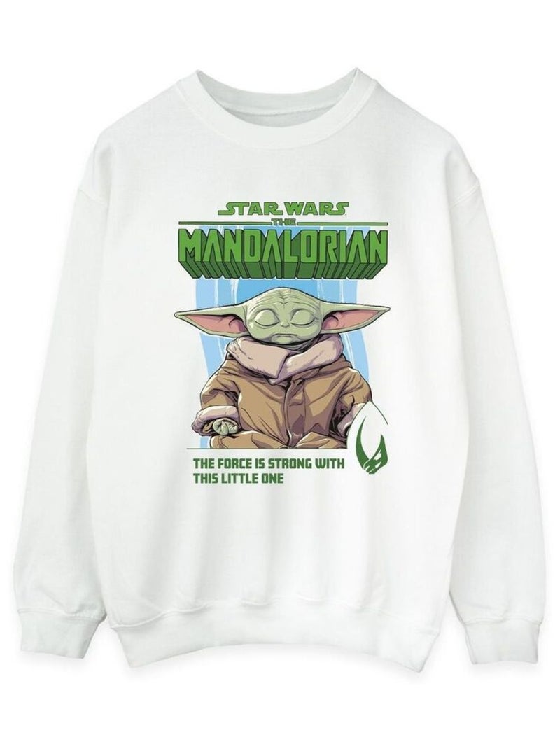 Star Wars - Sweat THE MANDALORIAN THE FORCE IS STRONG Blanc - Kiabi