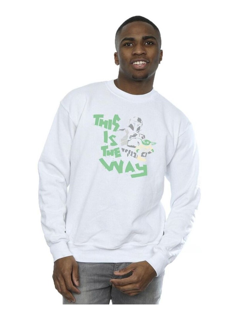 Star Wars - Sweat THE MANDALORIAN THIS IS THE WAY Blanc - Kiabi