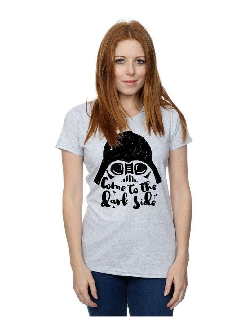Star Wars - T-shirt COME TO THE DARK SIDE Gris chiné - Kiabi