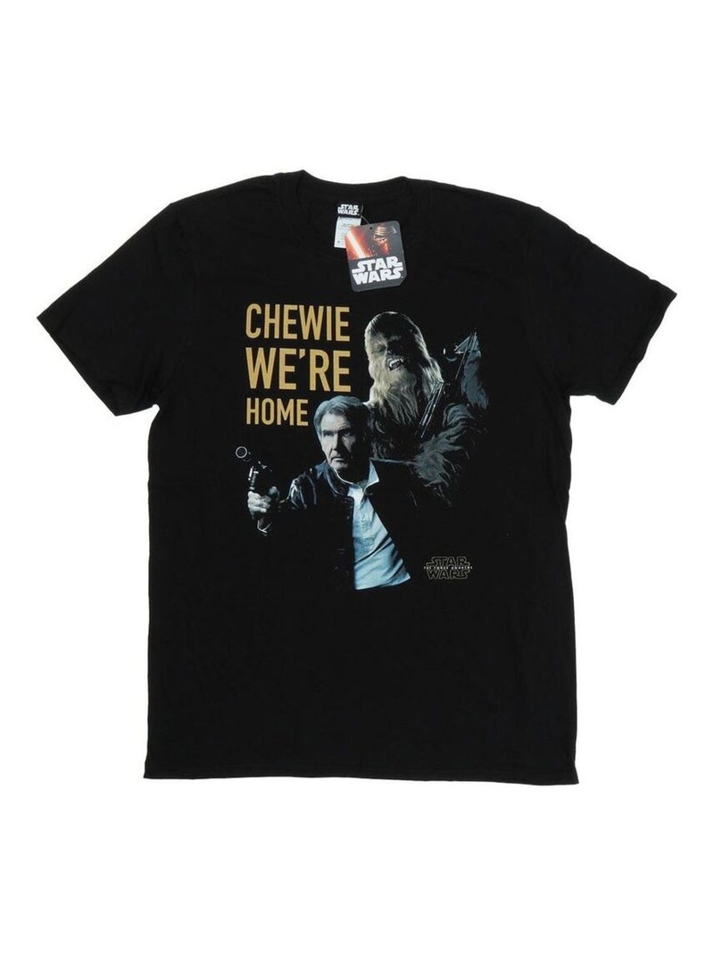 Star Wars - T-shirt FORCE AWAKENS CHEWIE WE'RE HOME Noir - Kiabi