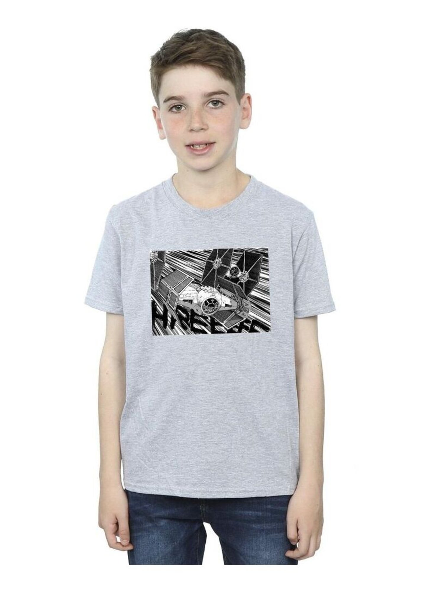 T-shirt Star Wars Basique Pour Garçon, Gris, Coton Doux, Col Rond, Manches Courtes, Taille 11-12 Ans, Look Casual