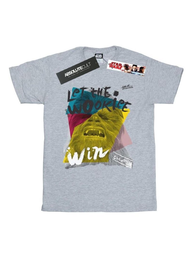 Star Wars - T-shirt LET THE WOOKIEE WIN Gris chiné - Kiabi