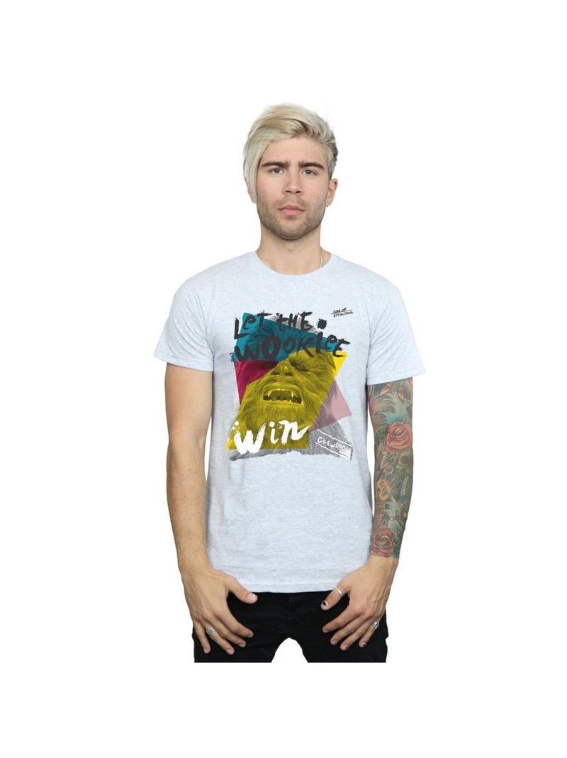 Star Wars - T-shirt LET THE WOOKIEE WIN Gris chiné - Kiabi