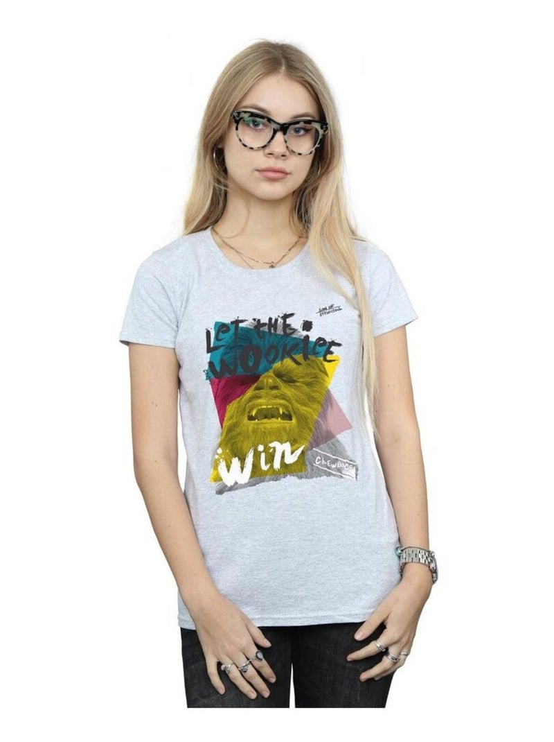 Star Wars - T-shirt LET THE WOOKIEE WIN Gris chiné - Kiabi