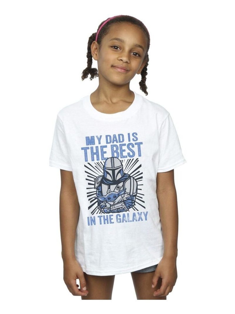 Star Wars - T-shirt MANDALORIAN BEST DAD Blanc - Kiabi
