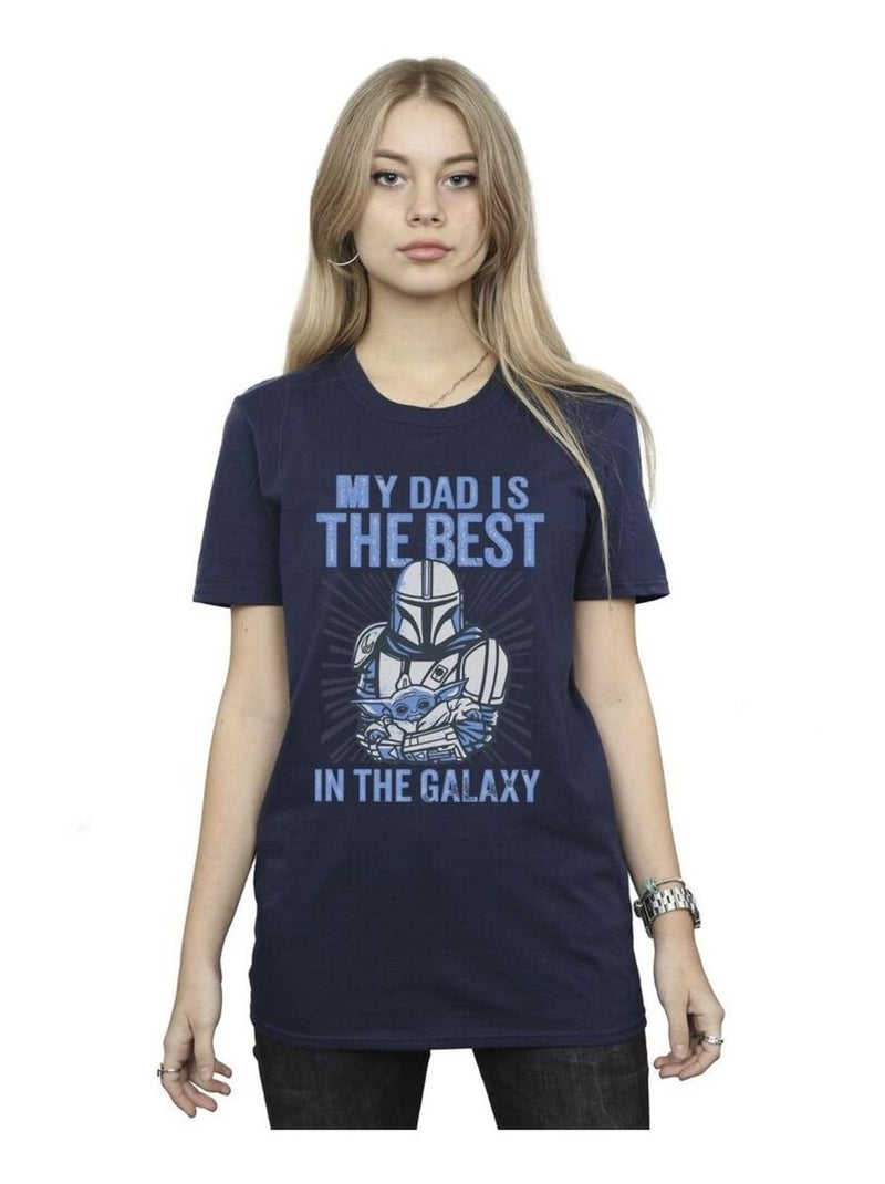 Star Wars - T-shirt MANDALORIAN BEST DAD Bleu marine - Kiabi