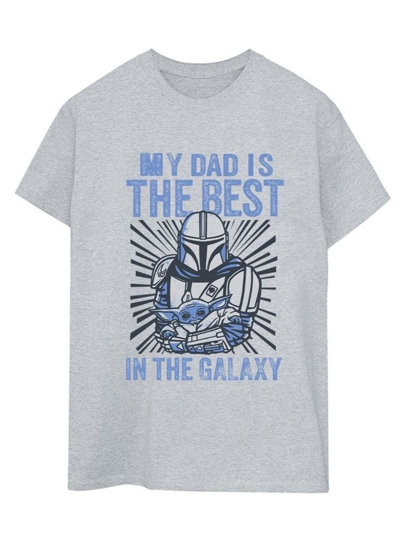 Star Wars - T-shirt MANDALORIAN BEST DAD Gris chiné - Kiabi