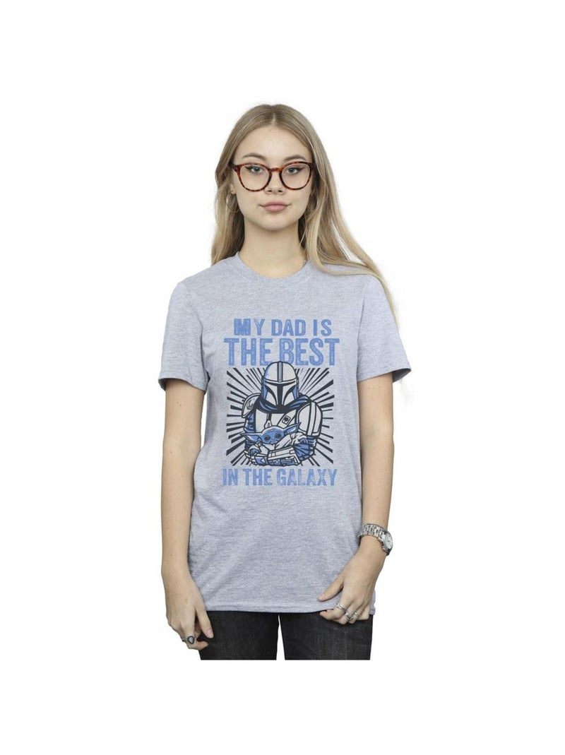 Star Wars - T-shirt MANDALORIAN BEST DAD Gris chiné - Kiabi