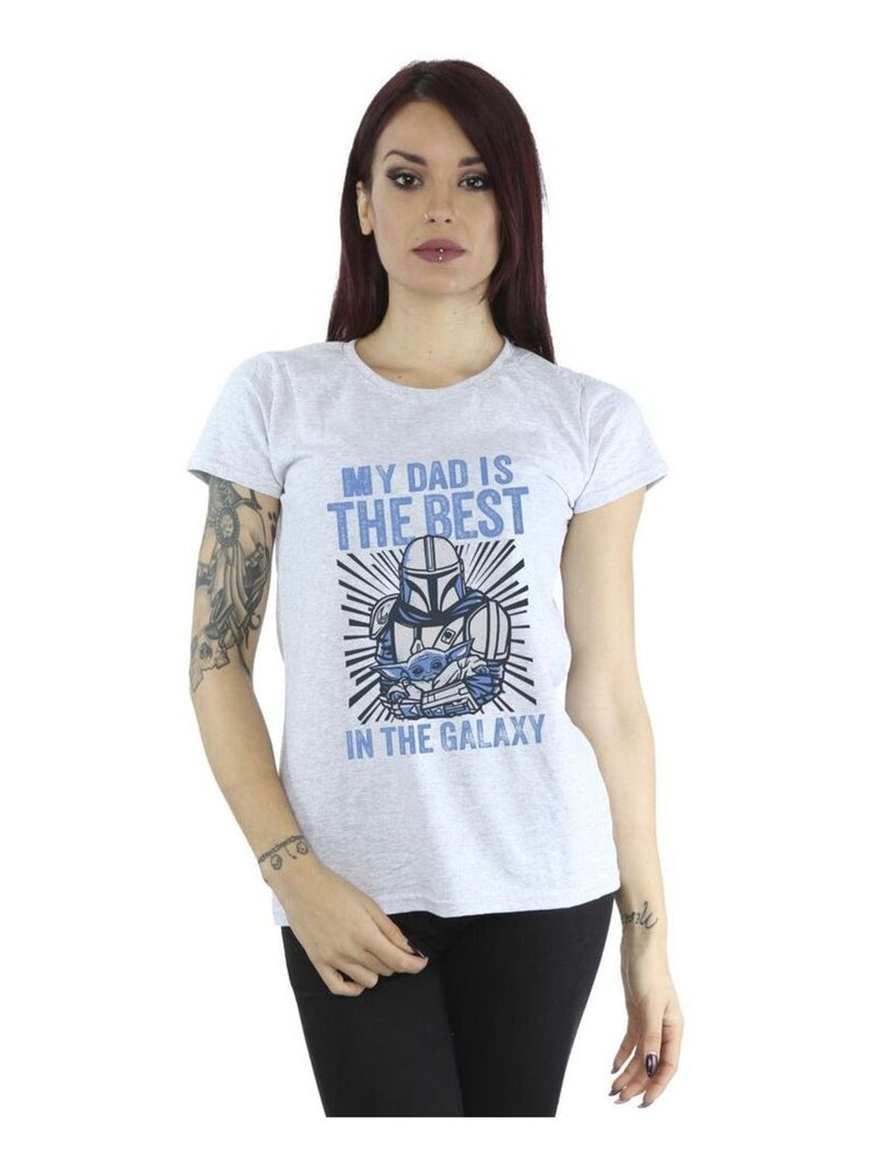 Star Wars - T-shirt MANDALORIAN BEST DAD Gris chiné - Kiabi