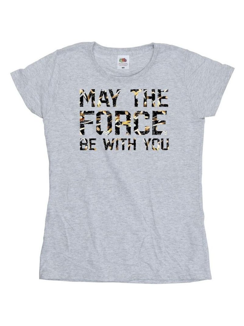 Star Wars - T-shirt MAY THE FORCE Gris chiné - Kiabi