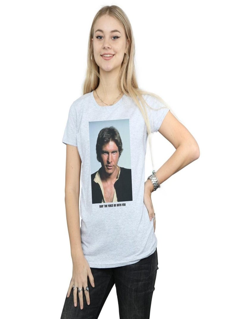 Star Wars - T-shirt MAY THE FORCE Gris chiné - Kiabi