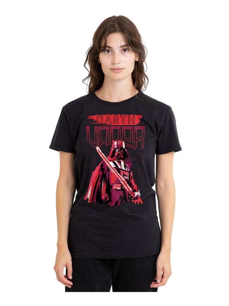Star Wars - T-shirt motif Dark Vador style peint Noir - Kiabi