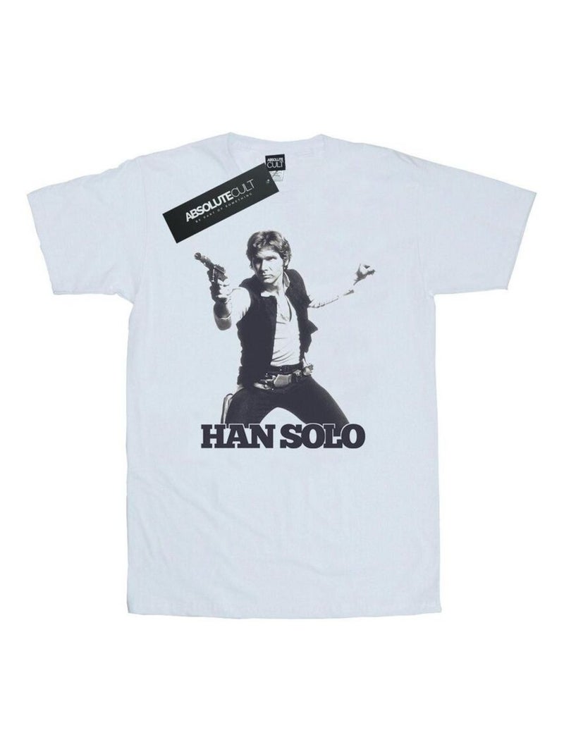 Star Wars - T-shirt motif Han Solo motif/style photo rétro Blanc - Kiabi