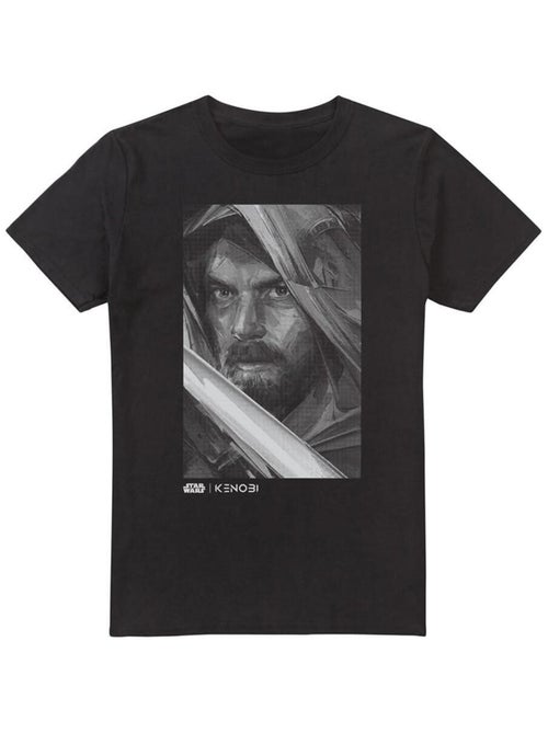 Star Wars - T-shirt motif Obi-Wan Kenobi style portrait monochrome - Kiabi