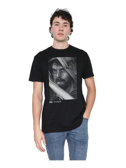 Star Wars - T-shirt motif Obi-Wan Kenobi style portrait monochrome - Kiabi