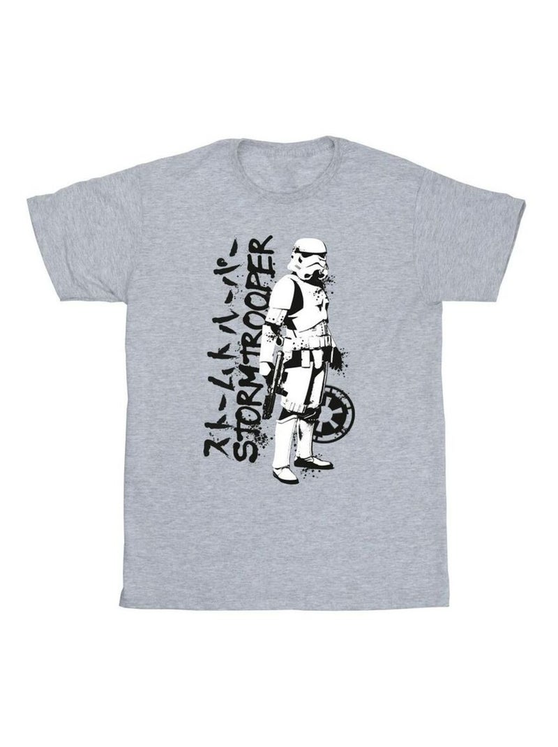 Star Wars - T-shirt motif Stormtrooper motif/style japonais Gris chiné - Kiabi