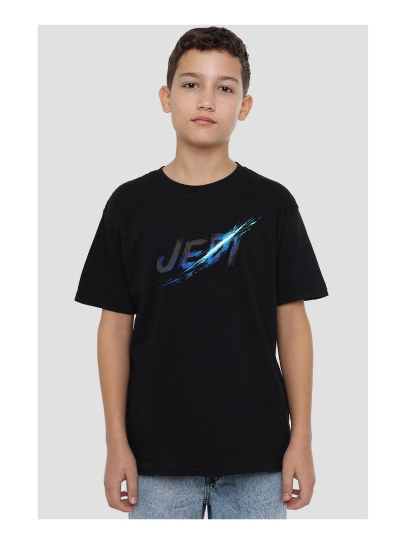 Star Wars - T-shirt motifs Obi-Wan Kenobi et entaille JEDI Noir - Kiabi