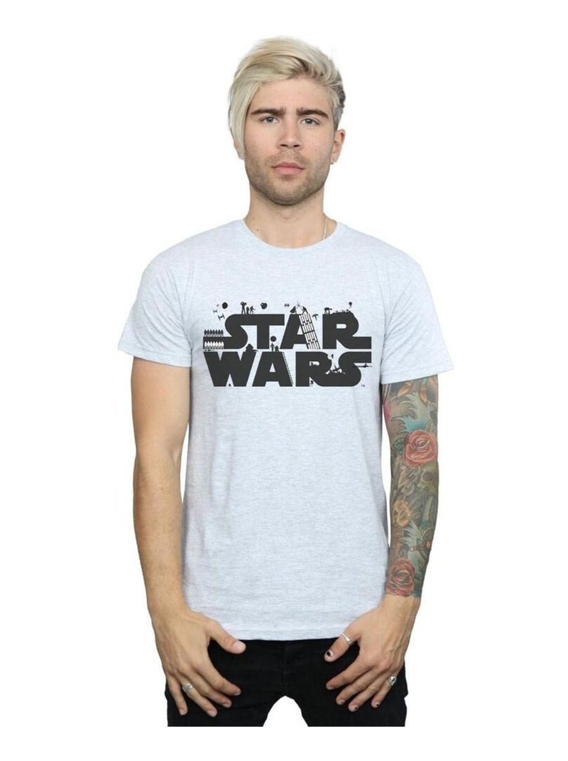 Star Wars - T-shirt motif/style Minimaliste Gris chiné - Kiabi