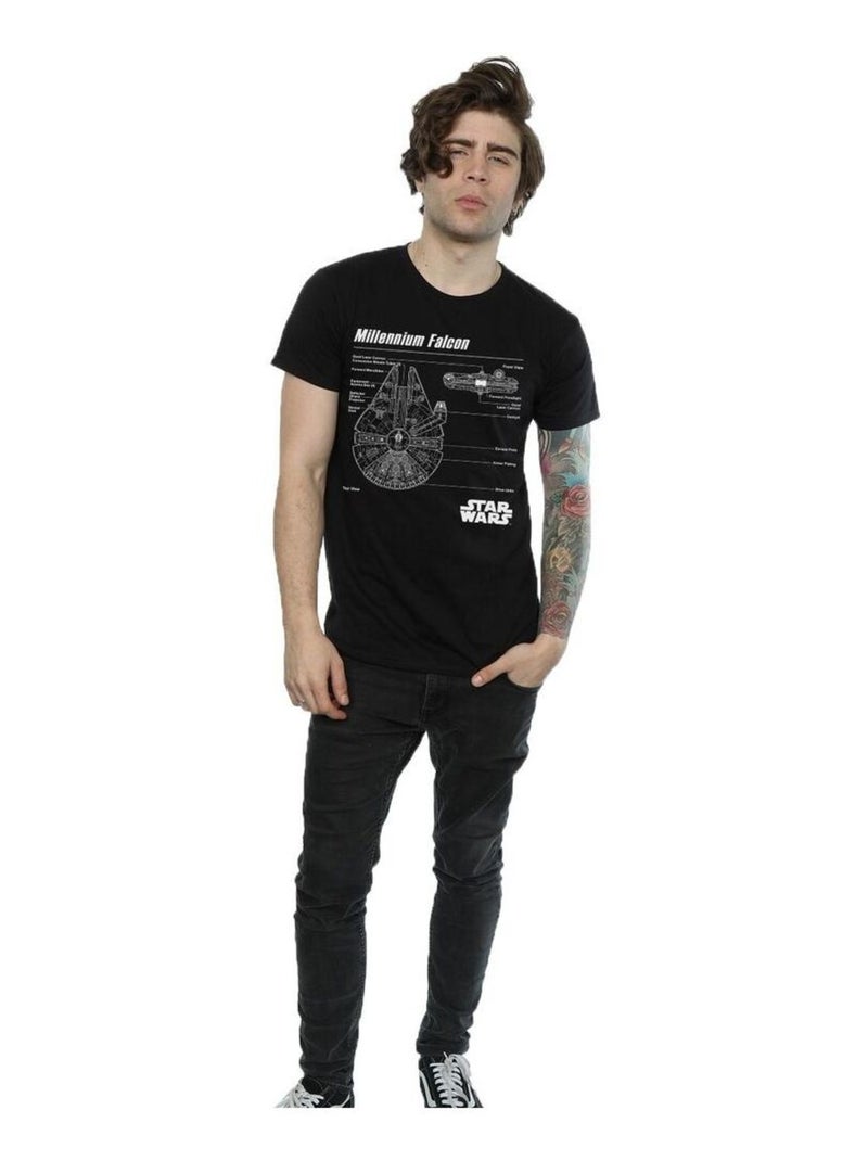 Star Wars - T-shirt motif/style plan MILLENNIUM Noir - Kiabi