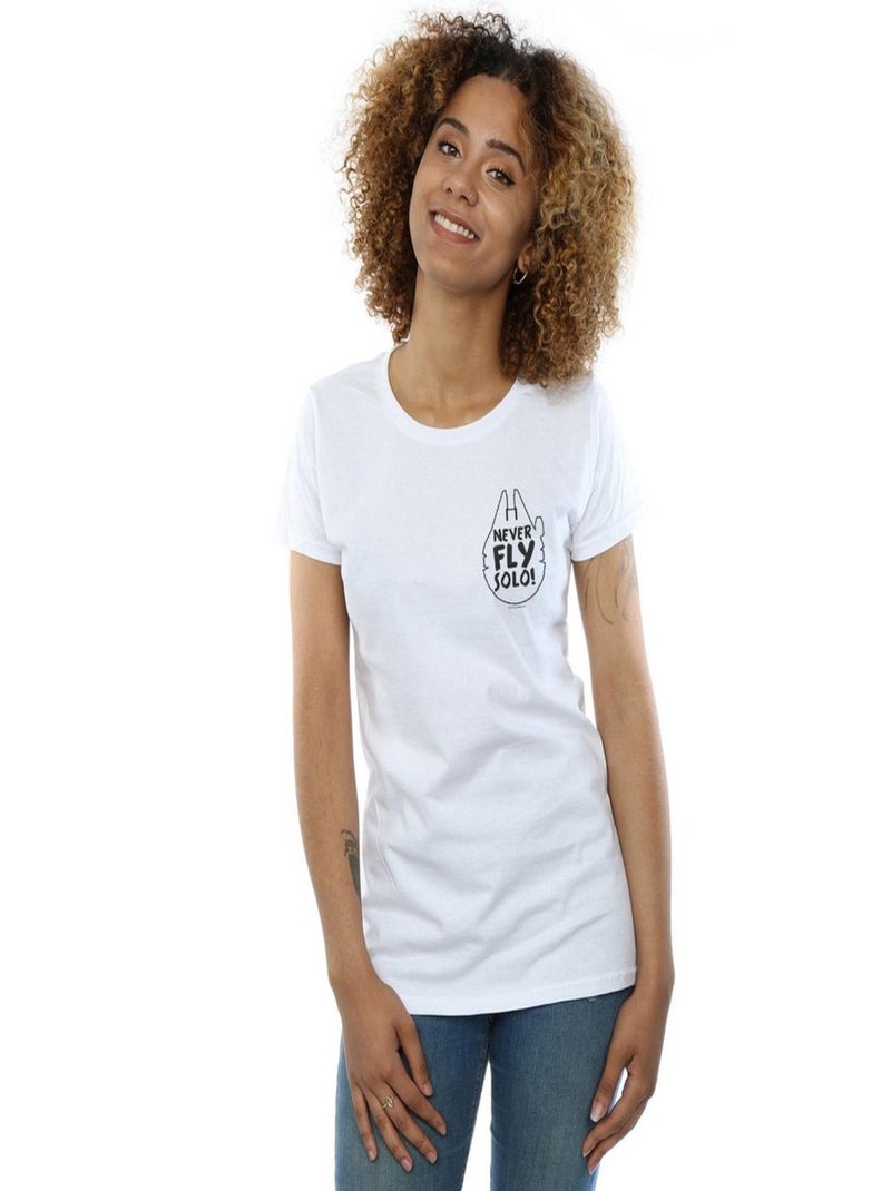 Star Wars - T-shirt NEVER FLY SOLO Blanc - Kiabi