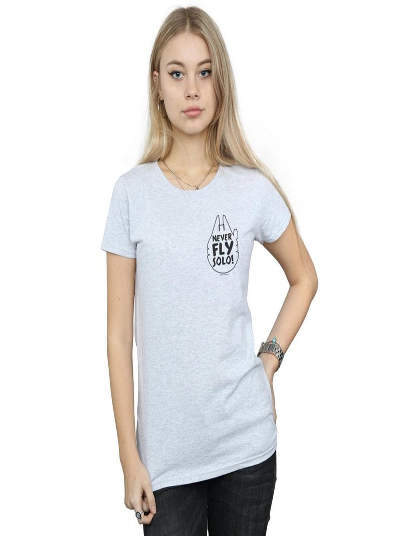 Star Wars - T-shirt NEVER FLY SOLO Gris chiné - Kiabi