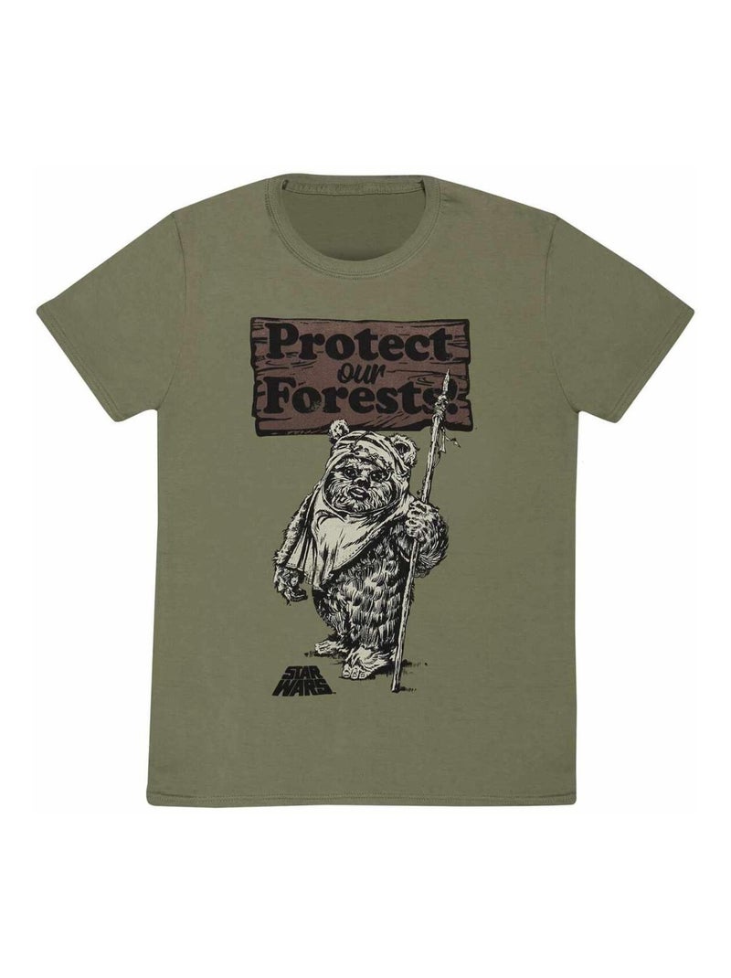 Star Wars - T-shirt PROTECT OUR FORESTS Vert foncé - Kiabi