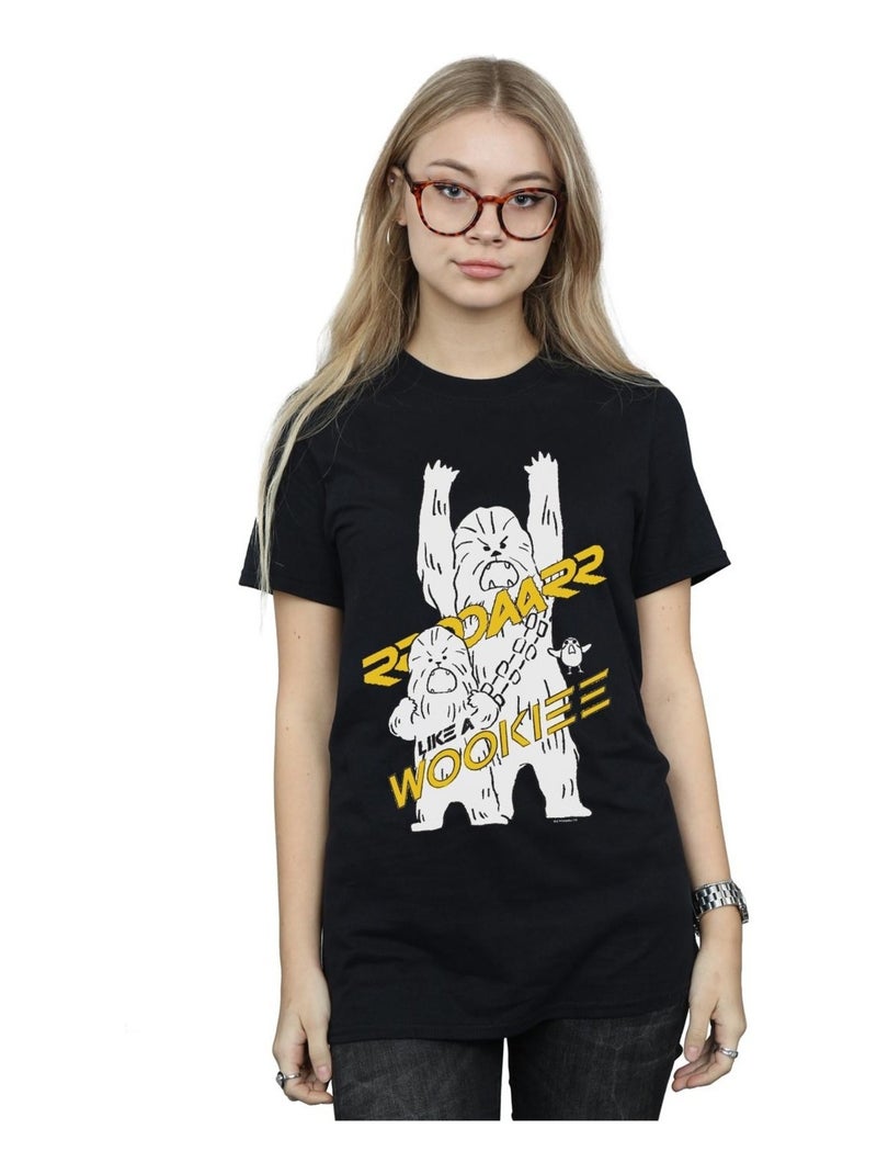 Star Wars - T-shirt ROAR LIKE A WOOKIEE Noir - Kiabi