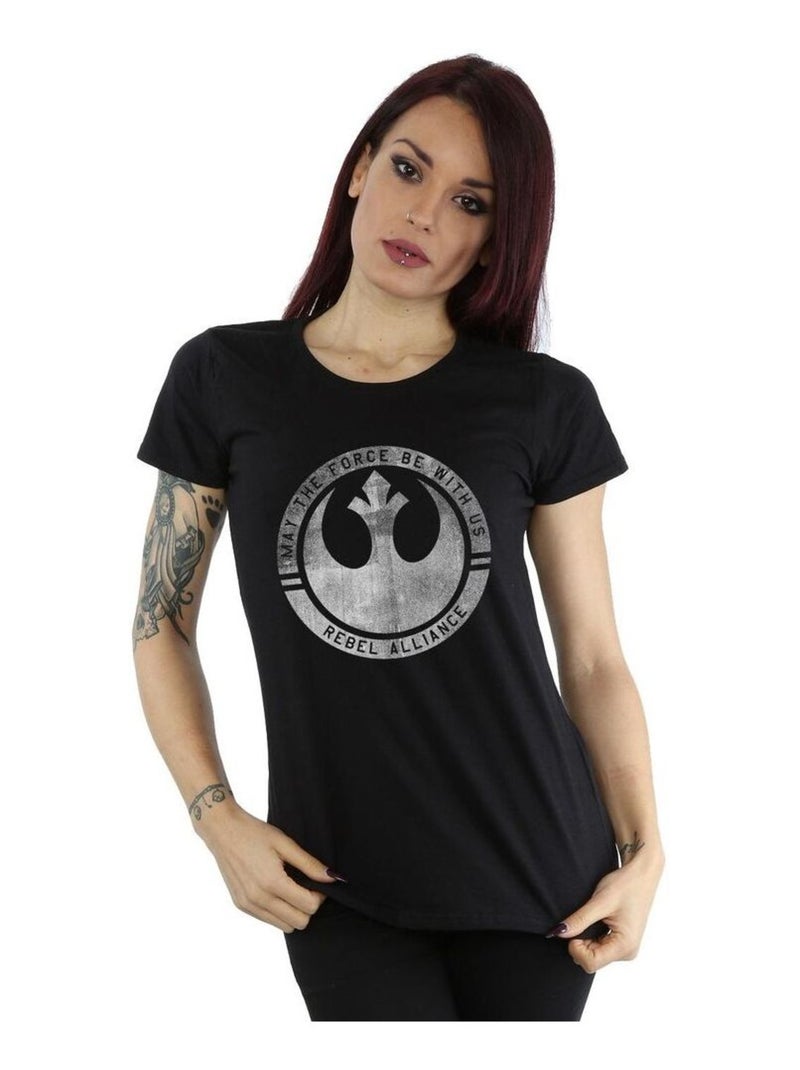 Star Wars - T-shirt ROGUE ONE MAY THE FORCE BE WITH US Noir - Kiabi
