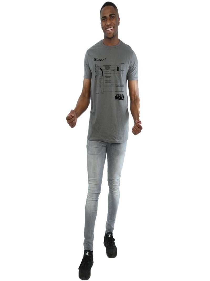 Star Wars - T-shirt SLAVE Gris Noir - Kiabi