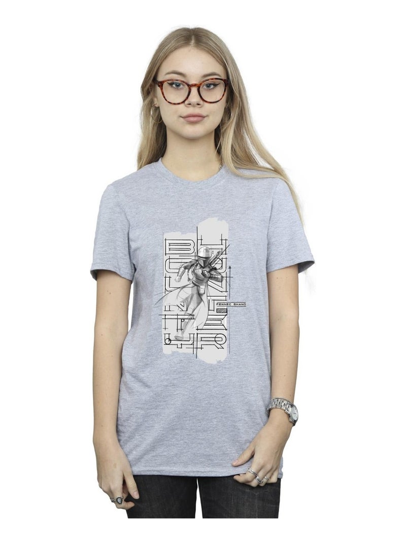 Star Wars - T-shirt THE BOOK OF BOBA FETT Gris chiné - Kiabi