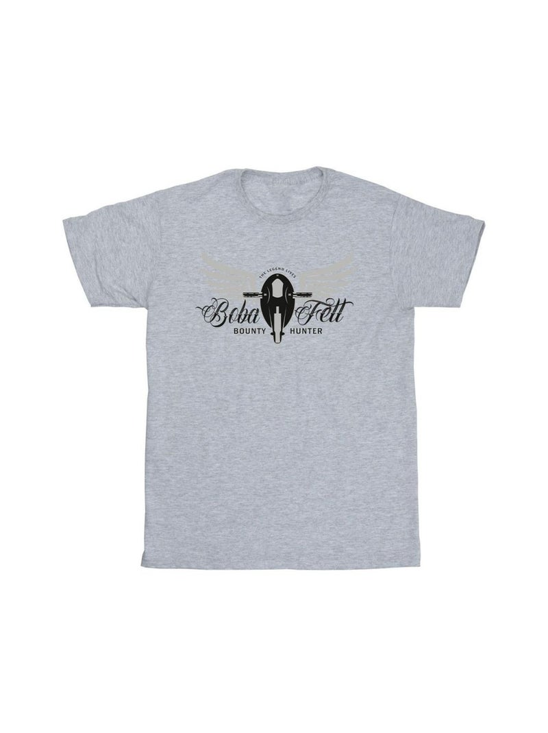Star Wars - T-shirt THE BOOK OF BOBA FETT LEGEND LIVES Gris chiné - Kiabi